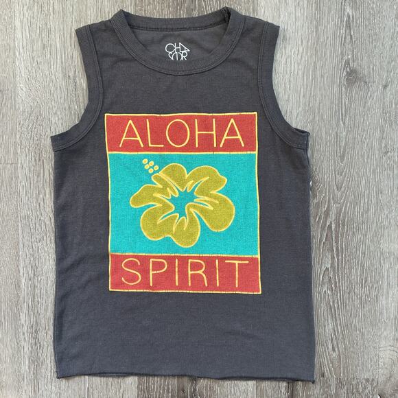Chaser Anthropologie Aloha Spirit XS Ribbed Gray Tank - Picture 1 of 7